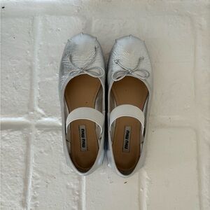 Silver Leather Mary Jane Ballerina